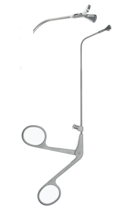 Зажими для ринопластики, ложкоподібні, діаметр 4,0 мм, зігнуті на 80° вгору, горизонт відкриття, довж шафту 130 мм. Бренд - Asanus Medizintechnik Gmb, Німеччина